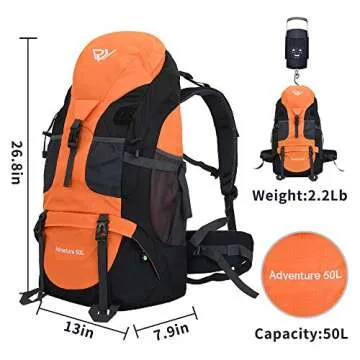 RuRu Monkey 50L Hiking Backpack for All Outdoor Activities