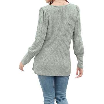 WIHOLL Womens Tops Dressy Casual Fall Sweaters Square Neck Fashion Clothes 2023