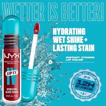 NYX PROFESSIONAL MAKEUP Lip IV Hydrating Gloss Serum, Lip Stain with 12HR Hydration - Hydra Honey (Brown Lip Gloss)