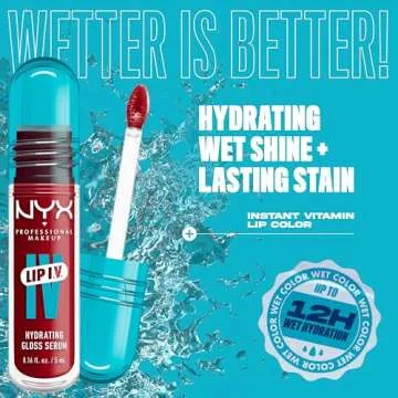 NYX PROFESSIONAL MAKEUP Lip IV Hydrating Gloss Serum, Lip Stain with 12HR Hydration - Hydra Honey (Brown Lip Gloss)