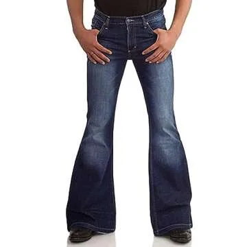 Men's Vintage Bell Bottom Jeans 60s 70s Outfits for Men,Mens Bell Bottoms Disco Pants Flared Jeans B...