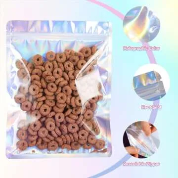 YHJZ 100 Pcs Holographic Resealable Packaging Bags