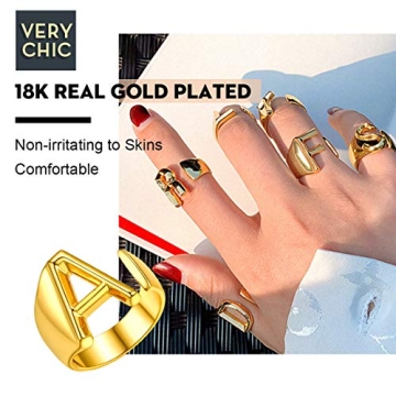 FindChic Custom Initial Ring Adjustable Gold Plated Jewelry