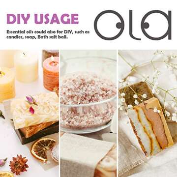 Essential Oils Set, Holamay Aromatherapy Diffuser Oils, Lavender, Tea Tree, Orange, Peppermint, Cinnamon, Lemongrass Essential Oils for Diffuser, Skin & Hair Care, Massage, Summer Fragrance Gift Set