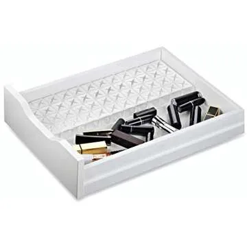 byAlegory Acrylic Lipstick Makeup Organizer W/Removable Silicone Support Inserts | 48 Space Cosmetic Storage Fits Most Drawers (CLEAR)
