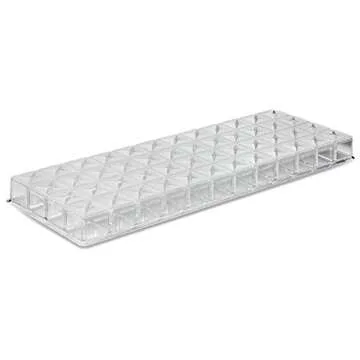 byAlegory Acrylic Lipstick Makeup Organizer W/Removable Silicone Support Inserts | 48 Space Cosmetic Storage Fits Most Drawers (CLEAR)