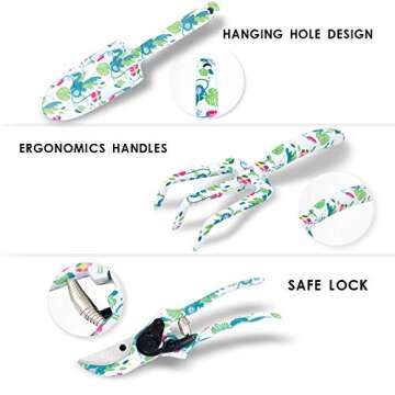 Hortem Gardening Tools Set Women, Christmas Gardening Gifts Ladies, Aluminum Hand Tools, Pruner and Garden Belt Bags with Floral Package