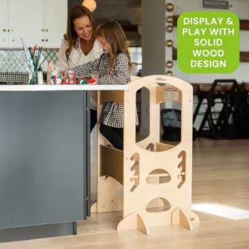 Little Partners Kids Learning Tower Adjustable Height Kitchen Step Stool for Toddlers, Encourages Le...