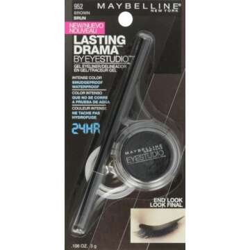 MAYBELLINE New York Eye Studio Lasting Drama Gel Eyeliner - Waterproof Brown 952, 0.106 oz