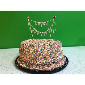 Elegant Happy Birthday Cake Bunting Topper with Roses