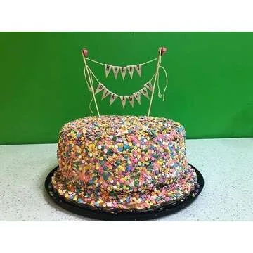 Elegant Happy Birthday Cake Bunting Topper with Roses