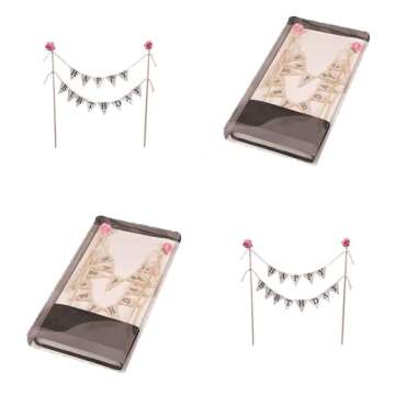 Elegant Happy Birthday Cake Bunting Topper with Roses