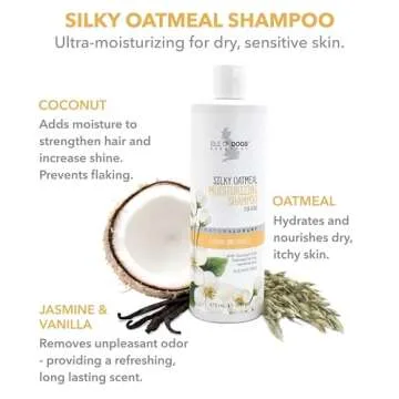 Isle of Dogs - Everyday Natural Luxury Silky Oatmeal Shampoo - Jasmine + Vanilla - Sulfate & Paraben Free Formula - Dog Shampoo With Oatmeal & Jojoba Oil For A Silky Coat - 16 Oz, (821-16)