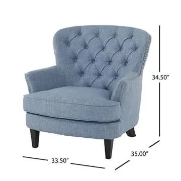 Stylish Christopher Knight Tafton Fabric Club Chair in Blue