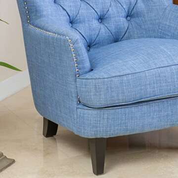 Stylish Christopher Knight Tafton Fabric Club Chair in Blue