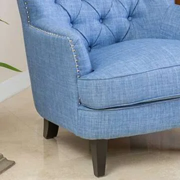 Stylish Christopher Knight Tafton Fabric Club Chair in Blue