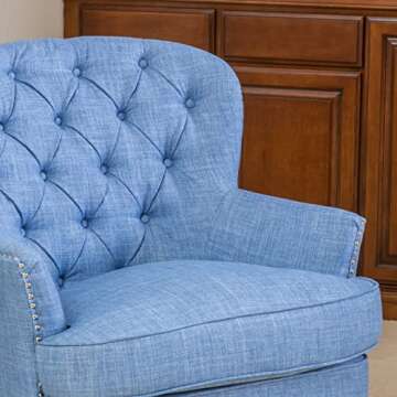 Stylish Christopher Knight Tafton Fabric Club Chair in Blue