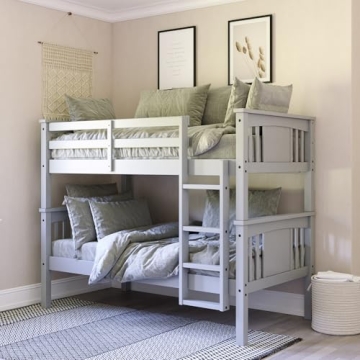 DHP Dylan Twin Over Twin Wood Bunk Bed, Grey