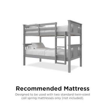 Sturdy DHP Dylan Twin Over Twin Bunk Bed in Grey
