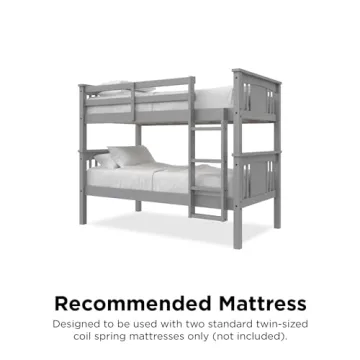 Sturdy DHP Dylan Twin Over Twin Bunk Bed in Grey
