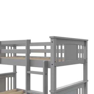 Sturdy DHP Dylan Twin Over Twin Bunk Bed in Grey
