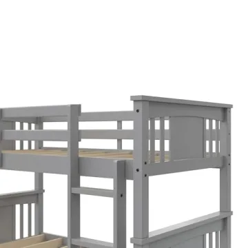 Sturdy DHP Dylan Twin Over Twin Bunk Bed in Grey