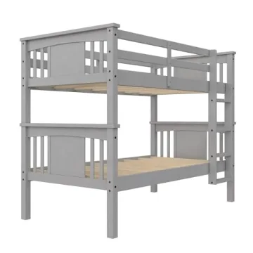 Sturdy DHP Dylan Twin Over Twin Bunk Bed in Grey