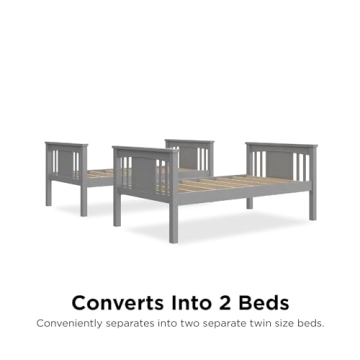 Sturdy DHP Dylan Twin Over Twin Bunk Bed in Grey