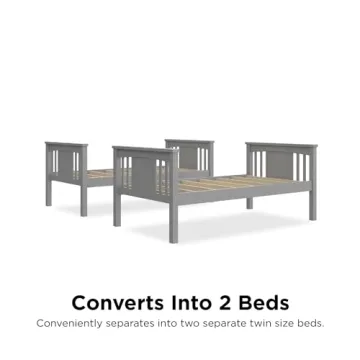 Sturdy DHP Dylan Twin Over Twin Bunk Bed in Grey