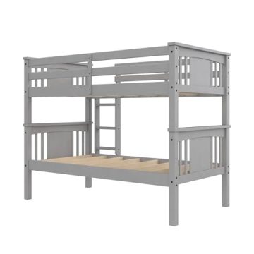 Sturdy DHP Dylan Twin Over Twin Bunk Bed in Grey