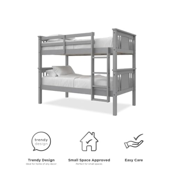 Sturdy DHP Dylan Twin Over Twin Bunk Bed in Grey
