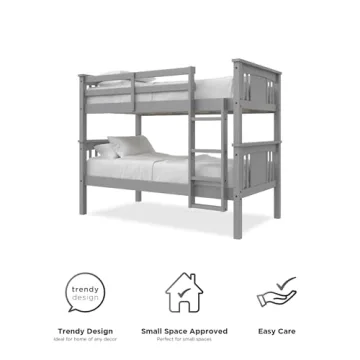 Sturdy DHP Dylan Twin Over Twin Bunk Bed in Grey