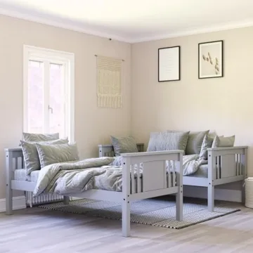 Sturdy DHP Dylan Twin Over Twin Bunk Bed in Grey