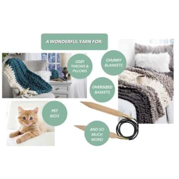 Eternal Bliss Yarn from Yarn Bee, Jumbo Chunky Chenille Yarn for Knitting, Crocheting, and Crafts, 2 Pack Bundle with Craft Notebook from Pro31 Press (Spa Blue)