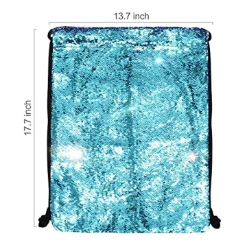 Alritz Mermaid Sequin Drawstring Bags Reversible Sequin Dance Bags Gym Backpacks for Girls