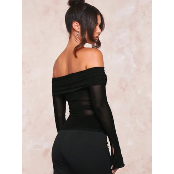 Stylish Verdusa Women's Off Shoulder Long Sleeve Tee Shirt