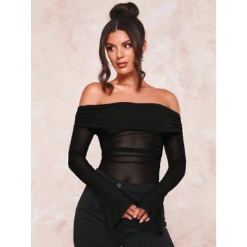 Stylish Verdusa Women's Off Shoulder Long Sleeve Tee Shirt