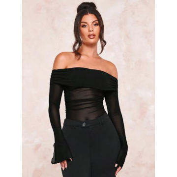 Stylish Verdusa Women's Off Shoulder Long Sleeve Tee Shirt