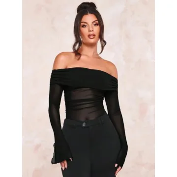 Stylish Verdusa Women's Off Shoulder Long Sleeve Tee Shirt