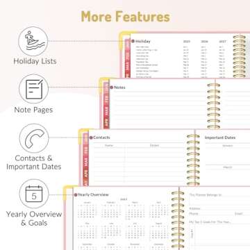 Forvencer 2025 Planner, Hardcover Weekly and Monthly Planner, January 2025 - December 2025, 8.5" x 11", Spiral Calendar Planner with Tabs, Exquisite Daily Organizer Notebook with Inner Pocket, Agenda Journal for Office Home School, A4 Size, Pink