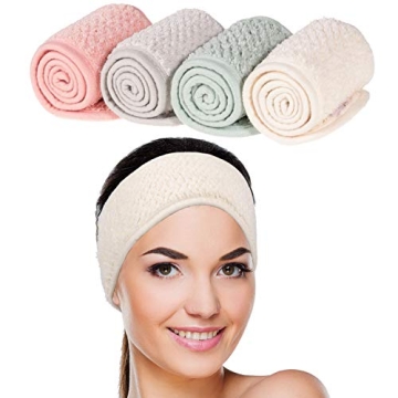 Whaline Spa Facial Headband 4 Pack Adjustable Soft Wrap