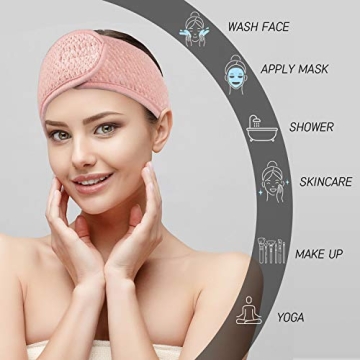 Whaline Spa Facial Headband 4 Pack Adjustable Soft Wrap