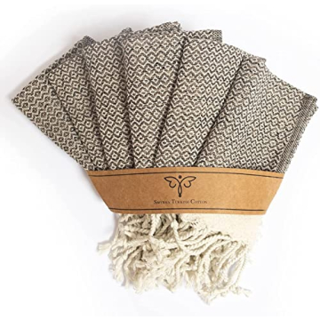 SMYRNA TURKISH COTTON Wash Cloths Pack of 6 | 12"x12" | Versatile Bath Towels for Bathroom, Hotel, S...