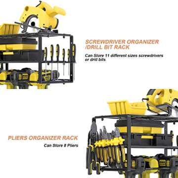 Tuenort Power Tool Organizer, Garage Tool Organizers and Storage,Drill Holder Wall Mount,Heavy Duty Metal Tool Shelf,Utility Storage Rack for Cordless Drill,Separate Tool Rack