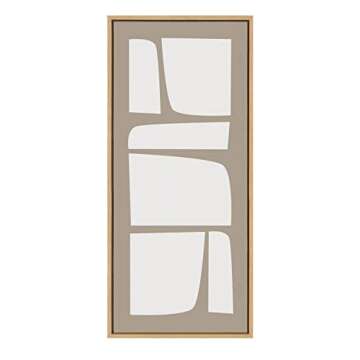 Kate and Laurel Sylvie Neutral Abstract Aztec Shapes Panel Framed Canvas Wall Art by The Creative Bu...