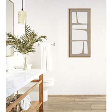 Kate and Laurel Sylvie Neutral Abstract Aztec Shapes Panel Framed Canvas Wall Art by The Creative Bunch Studio, 18x40 Natural