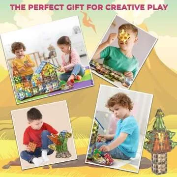 Dinosaur Magnetic Tiles Set for Kids 3-12 - STEM Fun