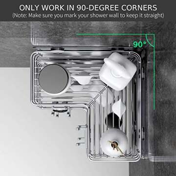 Nieifi Corner Shower Shelves Stainless Steel, Adhesive Shower Caddy Basket Rack with Hooks, Rust Proof for Bathroom Shelf Shampoo Holder (Silver, 2 Pack)