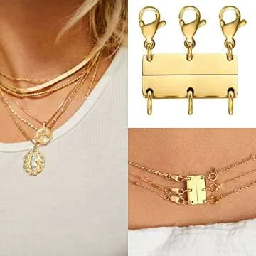 Layering Necklace Clasp 18 K Gold and Silver Separator for Stackable Necklaces