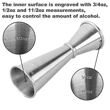 Cocktail Jigger for Bartending - Japanese Double Sided Jigger with Measurements Inside, 2 oz 1 oz St...